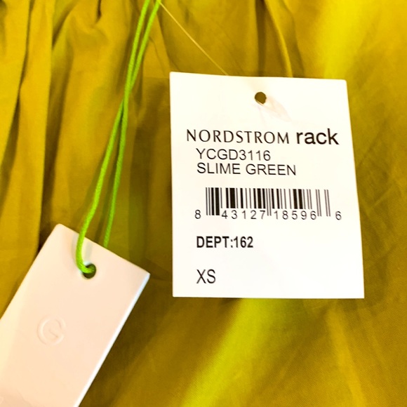 Good Luck Gem Lime Slime Green Tier Ruffle Square Neck Balloon Puff Sleeve Dress - Picture 11 of 15